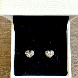 Pandora Crystal Heart Stud Earrings